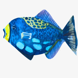 卡通蓝色的鱼类动物素材