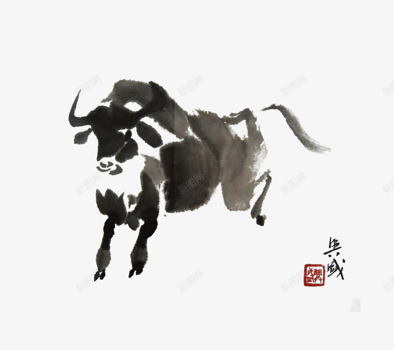 传统水墨牛画png免抠素材_88icon https://88icon.com 传统水墨画 免抠素材 国画牛 水墨牛 牛 装饰素材