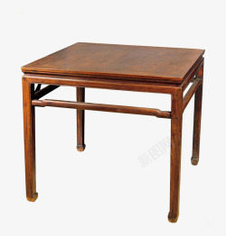 棕色复古实木八仙桌素材