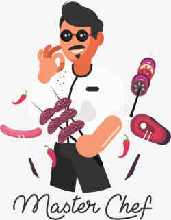 厨师宣传海报烧烤店厨师宣传海报矢量图高清图片