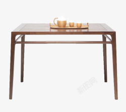 棕色复古桌子茶具素材