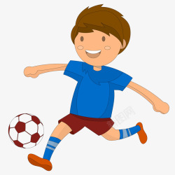 快乐踢足球的小男孩矢量图素材