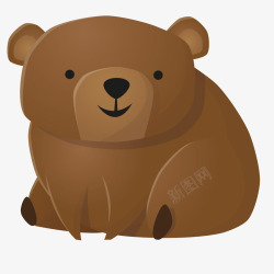 棕色微笑小熊手绘矢量图素材