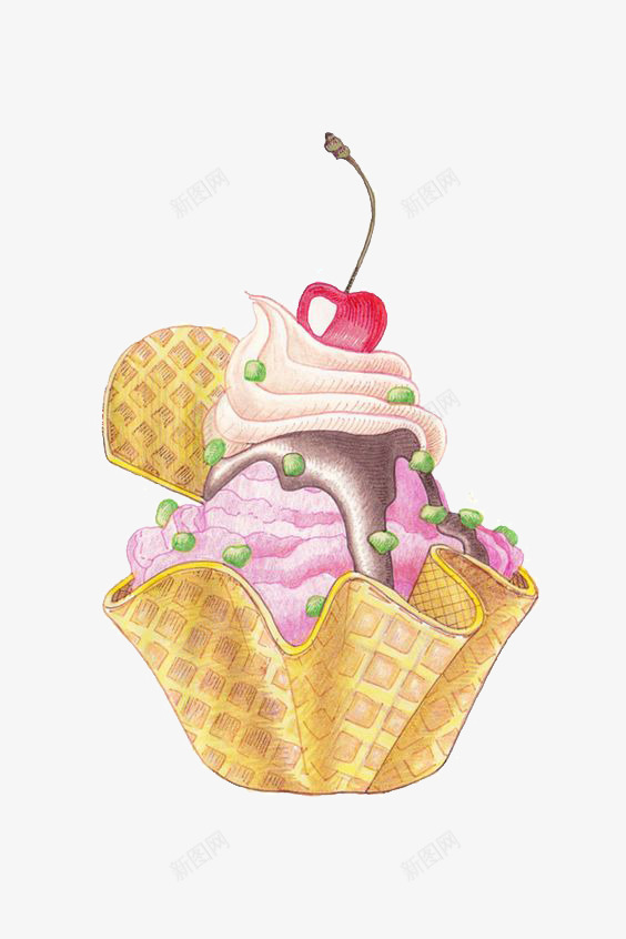 冰淇淋png免抠素材_88icon https://88icon.com 冰淇淋 卡通 夏天 手绘 插画 文艺 清新 美食 蛋卷