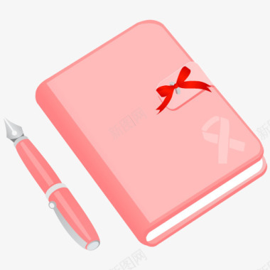 英文笔记粉色日记本和港币图标图标