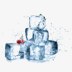 冰块和水水溅水果冰块高清图片