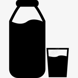 水果味瓶子饮料格拉斯和瓶牛奶图标高清图片