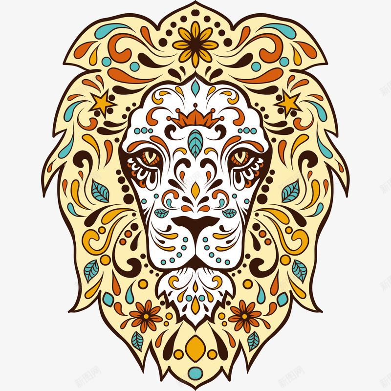 手绘狮子海报png免抠素材_88icon https://88icon.com 创意图 卡通 可爱 彩色图 手绘图 狮子 简单 背景