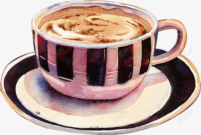 复古粉色咖啡杯子png免抠素材_88icon https://88icon.com 冷饮 创意 卡通 图案 复古 手绘 水彩 粉色 绘画 设计 饮料