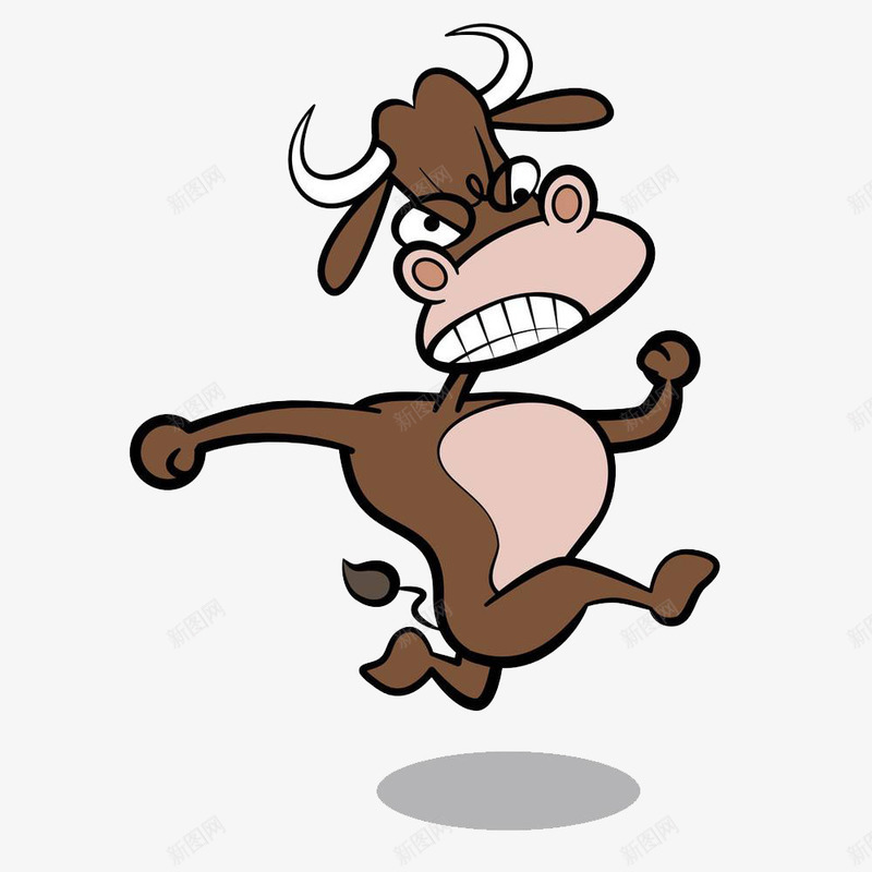 努力奔跑的牛png免抠素材_88icon https://88icon.com 卡通人物 卡通手绘 奔跑 奔跑的卡通人 尾巴 牛角 运动