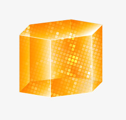 水晶立方体半透明橙色六棱柱素材