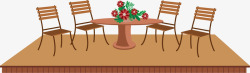 下午茶桌椅手绘室外棕色桌椅矢量图高清图片