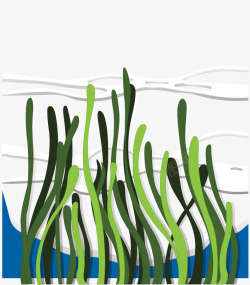 卡通手绘海底景观绿色海草素材