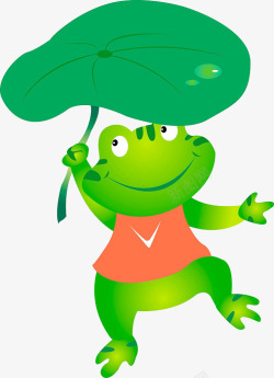 青蛙用荷叶打伞素材