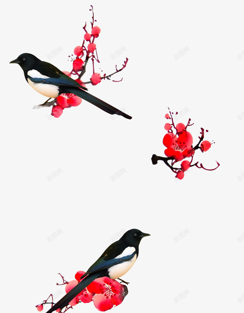 中国风喜鹊梅花古典装饰png免抠素材_88icon https://88icon.com PNG 七夕元素 中国风 喜庆 喜鹊梅花 年味 彩色 红色 节日装饰 过年