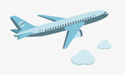 卡通云朵背景矢量卡通飞行中的飞机高清图片