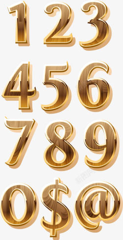 金黄色立体字立体数字符号高清图片