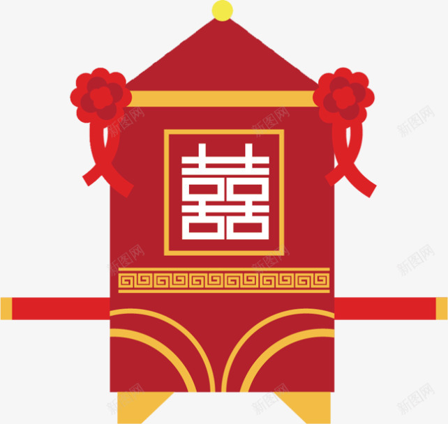 红色中国风双喜轿子png免抠素材_88icon https://88icon.com 双喜 大红花 婚庆 婚礼 结婚 装饰图案 轿子