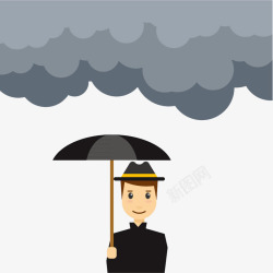 下雨打伞的人图素材
