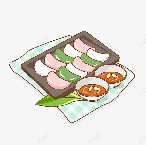 手绘饺子png免抠素材_88icon https://88icon.com 卡通 手绘 棕色 粉色 绿色 蘸酱 食物 饺子 黑色