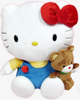 抱着小熊笑白色猫咪玩偶抱着棕色小熊高清图片