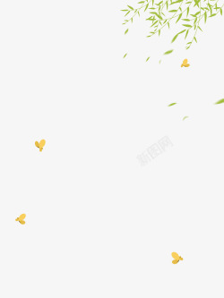 绿色水墨背景柳叶蝴蝶高清图片