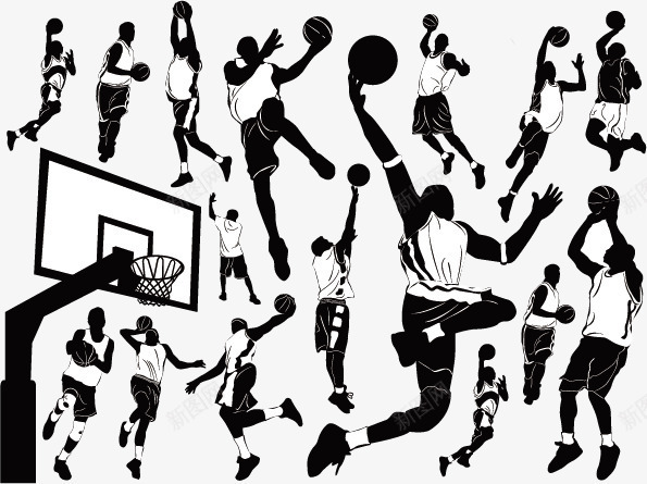 篮球元素剪影png免抠素材_88icon https://88icon.com 人物剪影 体育运动 剪影 扣篮 比赛 灌篮 篮球 篮筐
