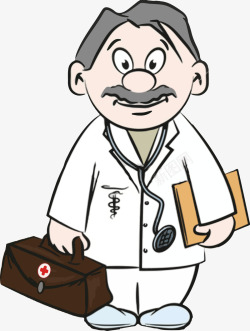 卡通提着包的男医生素材