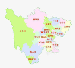 四川地图和行政区域素材