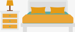 床床头柜台灯卡通卧室插图矢量图素材