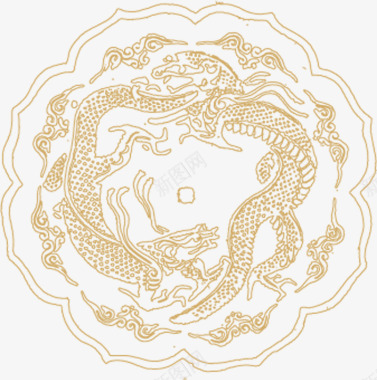 中国风棕色龙纹图标图标