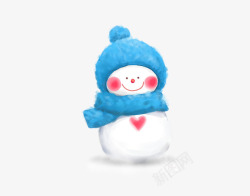粉色冬季蓝帽子雪人高清图片