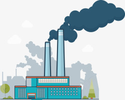 烟雾PNG图蓝色手绘的化工厂高清图片