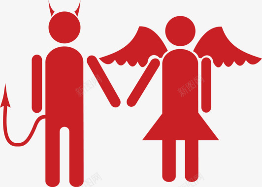 天使与魔鬼恶魔天使爱情图标图标