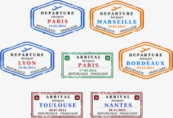 出国邮票旅游印章元素矢量图高清图片
