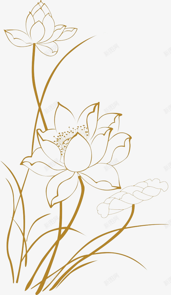 简笔画荷花png免抠素材_88icon https://88icon.com png 简单 线条 荷花