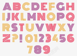 文字排版英文彩色条纹英文字母数字表高清图片