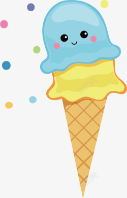 融化甜筒手绘卡通冰淇淋矢量图高清图片