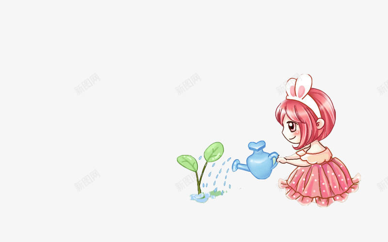 植树节宣传png免抠素材_88icon https://88icon.com 卡通小女孩 小树苗 水壶 浇灌