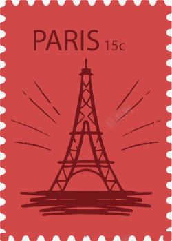 巴黎观光邮票矢量图素材