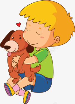 抱着小熊的男孩抱着小狗的可爱男孩矢量图高清图片