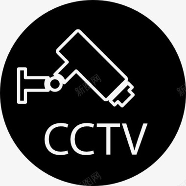 质量安全监控摄像机和CCTV标志一圈图标图标