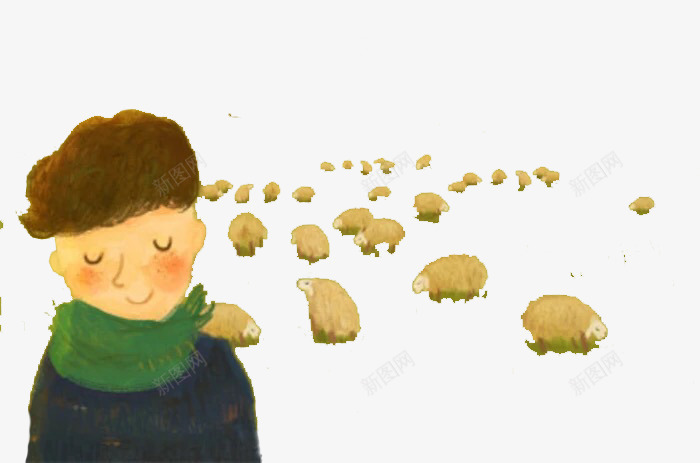 放羊的男孩png免抠素材_88icon https://88icon.com 儿童插画 卡通 可爱 插画 男孩 童话插画 羊群 萌