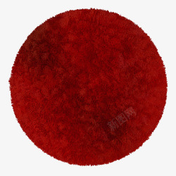 红色圆形北欧地毯素材