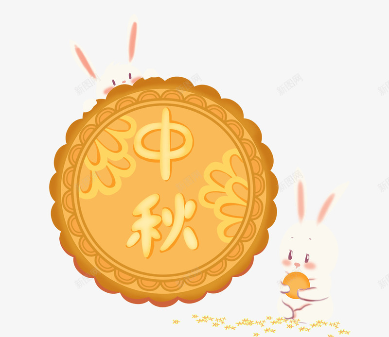 中秋节的兔子和月饼png免抠素材_88icon https://88icon.com 中秋 中秋节 兔子 月饼