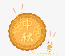 中秋节的兔子和月饼素材