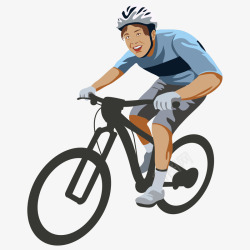 手绘人物插画骑自行车的男孩素材