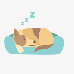 卡通垫子睡觉可爱彩色卡通萌犬高清图片