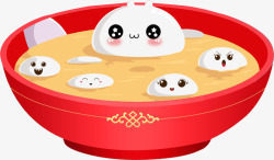 汤碗一碗可爱的汤圆正月十五元宵节高清图片