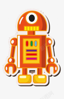 橙色闪闪发亮的机器人png免抠素材_88icon https://88icon.com 卡通 独眼 高科技